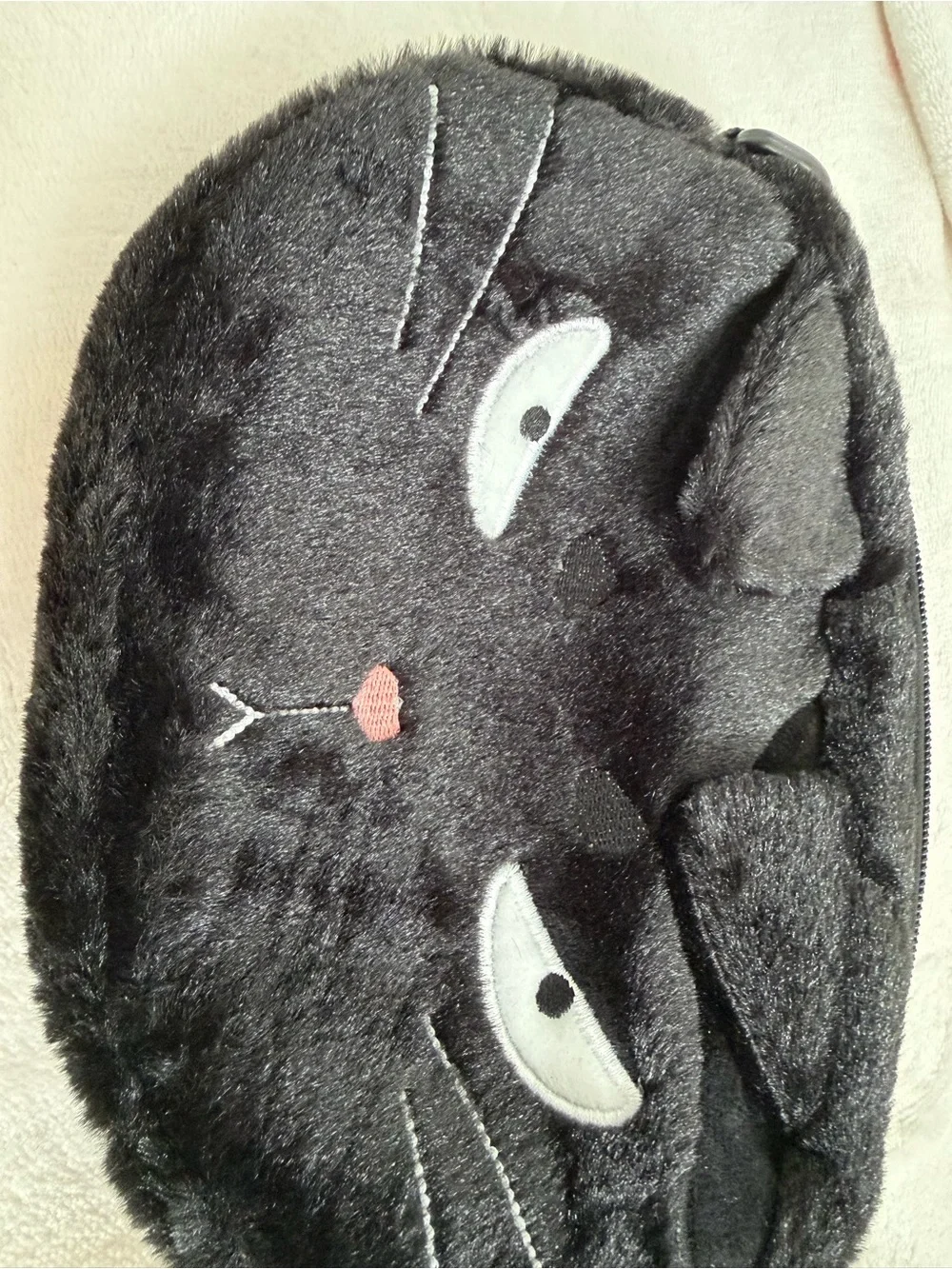 Plush Black Cat Face Coin Purse for Kids